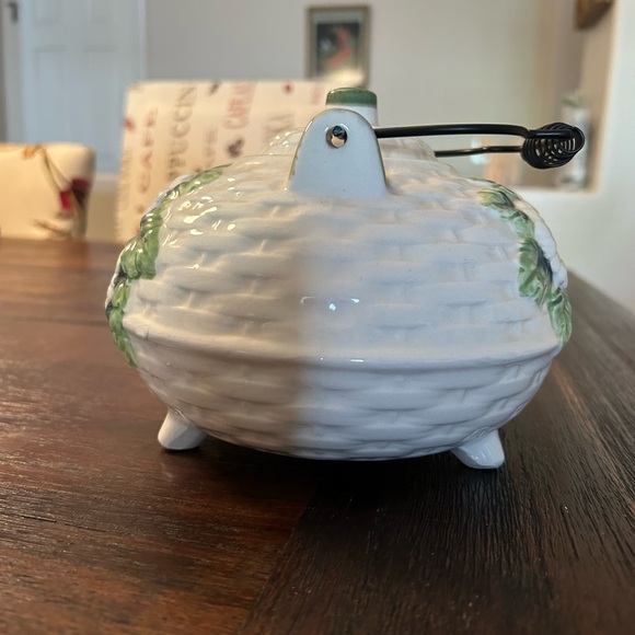 🎅🏻 VINTAGE 1970’S CERAMIC SUNFLOWER FOOTED TEAPOT METAL HANDLE JAPAN 7” - Picture 2 of 7